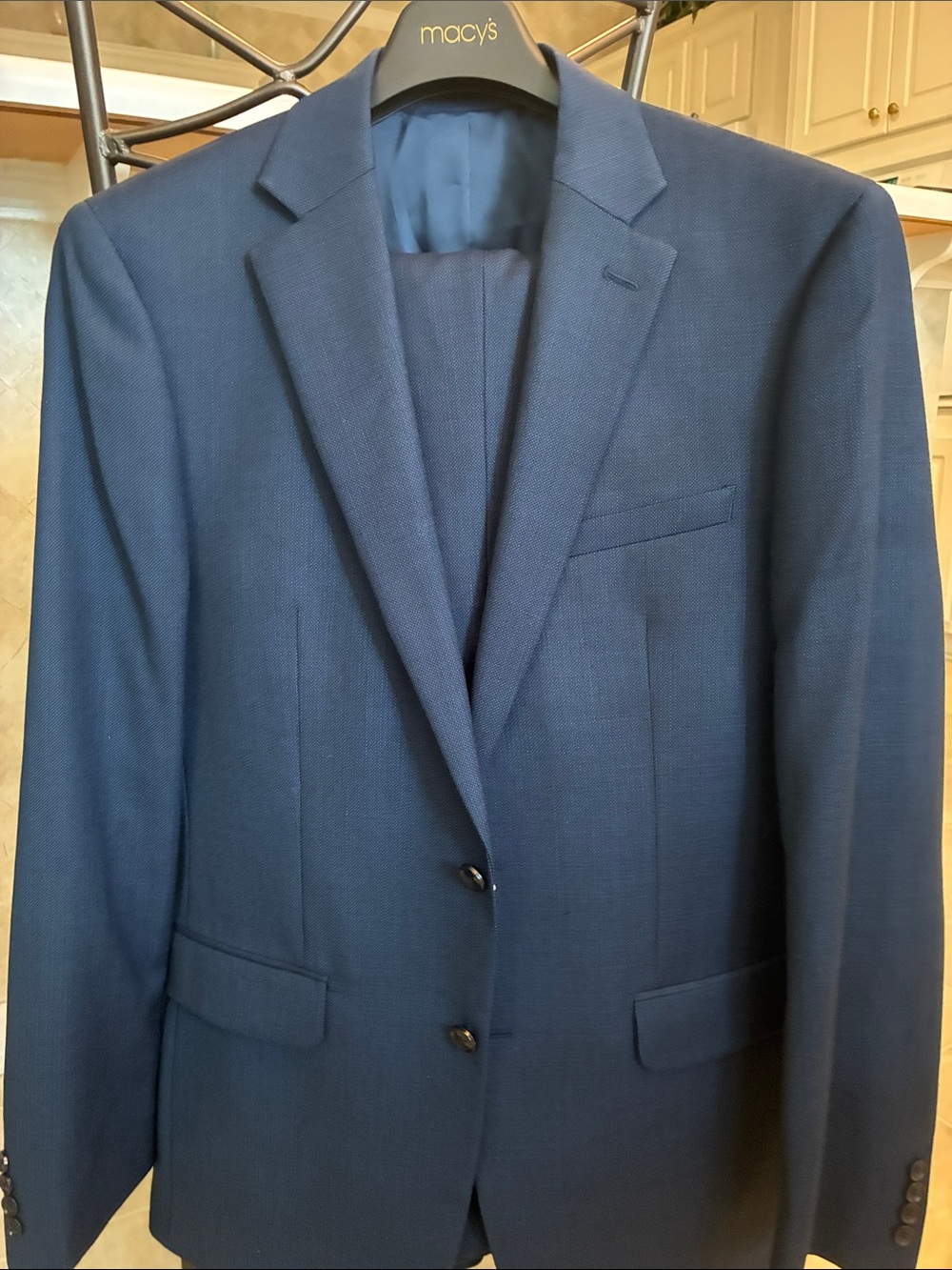 Calvin Klein Men's Navy Blue Two-Button Suit Jacket